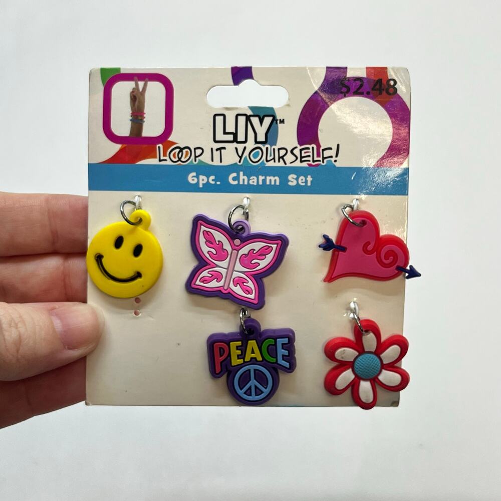 y2k charms loop it yourself rubber band bracelets smiley butterfly‎ heart peace